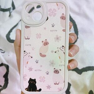 Cute Cat Pattern Phone Case - White